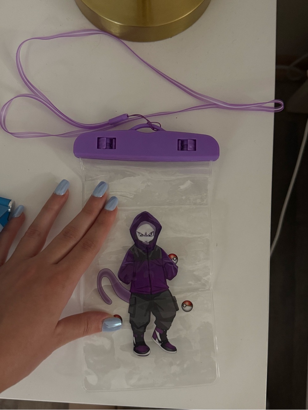 Waterproof Phone Pouch with Purple Secure Seal and Lanyard